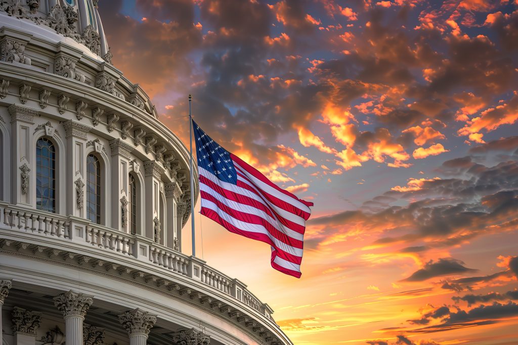U.S. Capitol building with American flag, symbolizing national policy and government priorities